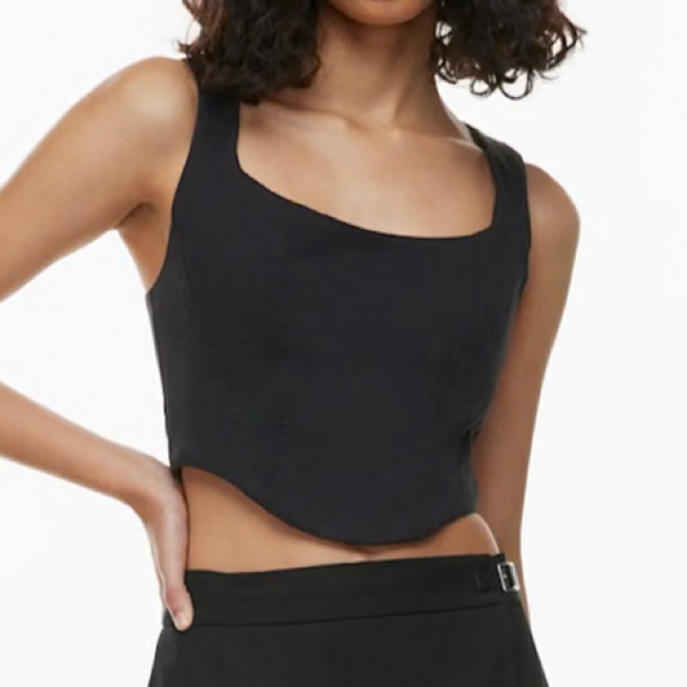 Aritzia Sunday Best Shiloh Black Fitted Bustier Crop Tank Top Women’s Medium